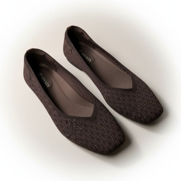 Vivaia Shoes - Like new VIVAIA Margot Brown Square Toe V-Cut Knit Flats EU 38.5 / US 7.5